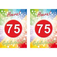 Verjaardag deurposter - 2x - 75 jaar - 59 x 42 cm - leeftijd feestartikelen