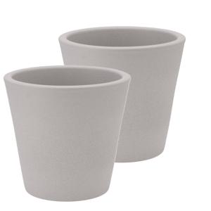 DK Design Bloempot/plantenpot - 2x - Vinci - lichtgrijs mat - voor kamerplant - D16 x H18 cm