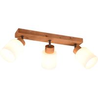 LED Plafondspot - Plafondverlichting - Trion Asmara - E14 Fitting - 3-lichts - Rechthoek - Mat Bruin - Hout - thumbnail