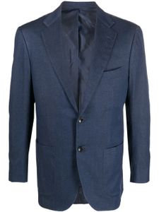 Kiton blazer en coton à simple boutonnage - Bleu