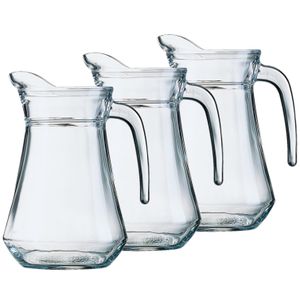 3x stuks glazen schenkkannen/karaffen 1,3 liter