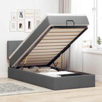 Ottoman bed met matras en LED's 100x200cm stof donkergrijs