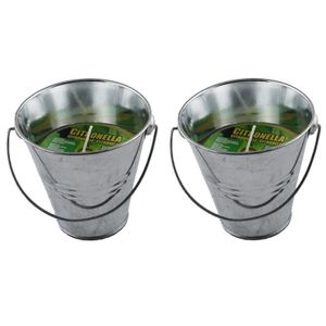 Citronella kaars in metalen emmertje - 3x - H9 cm - 30 branduren - citrusgeur