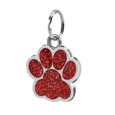 5 PC'S metalen huisdier tag zink legering identiteitskaart footprint belettering dog tag (rood)