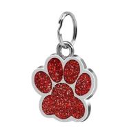 5 PC'S metalen huisdier tag zink legering identiteitskaart footprint belettering dog tag (rood)