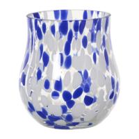 Vaas gevlekt - blauw/wit - ø14x15 cm