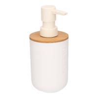 Zeeppompje/dispenser - wit - bamboe - 300 ml - keuken/badkamer/toilet