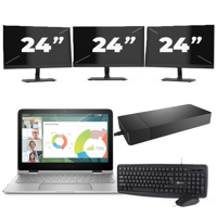 HP ZBook 15 G1 - Intel Core i7-4e Generatie - 15 inch - 16GB RAM - 256GB SSD - Windows 11 + 3x 24 inch Monitor