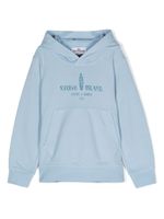 Stone Island Junior hoodie à logo imprimé - Bleu