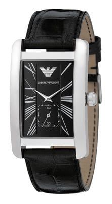 Horlogeband Armani AR0143 Leder Zwart 22mm