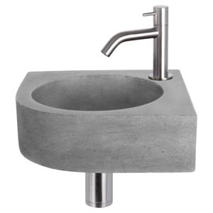 Differnz Cleo fonteinset beton donkergrijs - kraan gebogen - 31.5 x 31.5 x 10 cm - mat chroom