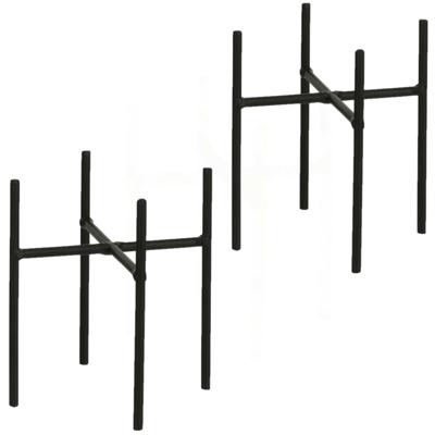 Mica Decorations - 2x - bloempot plantenpot standaard / verhoger - zwart - B11.5 x H12.5 cm - metaal