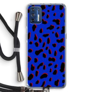 Blue Leopard: Motorola Moto G9 Plus Transparant Hoesje met koord