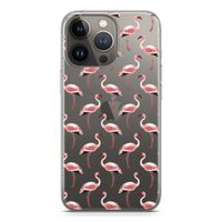 Flamingoprint groen: iPhone 13 Pro Transparant Hoesje