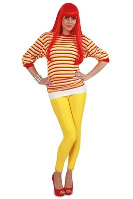 Ladies slim fit dorus rood wit geel