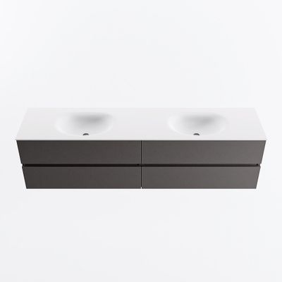 MONDIAZ VICA 190cm badmeubel onderkast Dark Grey 4 lades. Wastafel MOON dubbel 2 kraangaten, kleur Talc.