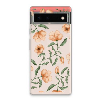 Peachy flowers: Google Pixel 6 Transparant Hoesje