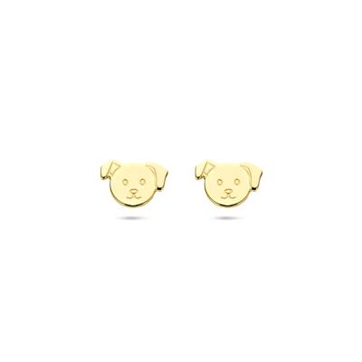 14k Geelgouden Oorknoppen Hond - 6 mm