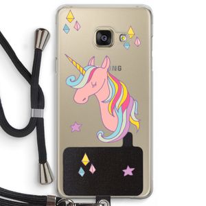 Roze eenhoorn: Samsung Galaxy A3 (2016) Transparant Hoesje met koord