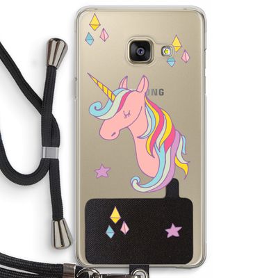 Roze eenhoorn: Samsung Galaxy A3 (2016) Transparant Hoesje met koord
