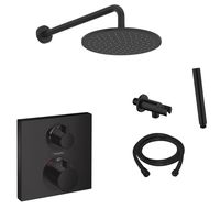 Hansgrohe Ecostat Square inbouw douchekraan met Saniclear Nero 30cm douchekop en wandarm regendouche zwart - thumbnail