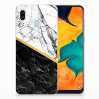 Samsung Galaxy A30 | TPU | Siliconen hoesje | Marmer Wit Zwart - Origineel Cadeau Man