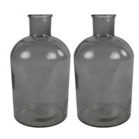 Countryfield vaas - 2x stuks - grijs glas - fles - D17 x H31 cm - Vazen - thumbnail