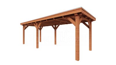 Trendhout Overkapping Siena 705x300 cm- Plat dak- Onbehandeld lariks Douglas hout- Trendhout
