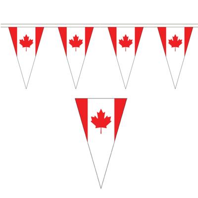 Canada landen punt vlaggetjes - 20 meter - slinger / vlaggenlijn - supporters - binnen/buiten