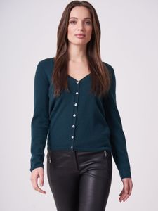 Basic fijngebreid vest met V-hals van biologisch cashmere
