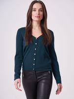 Basic fijngebreid vest met V-hals van biologisch cashmere