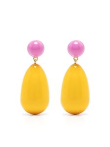 Eshvi boucles d'oreilles pendantes à modèle bicolore - Jaune
