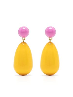 Eshvi boucles d'oreilles pendantes à modèle bicolore - Jaune