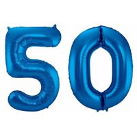 Cijfer 50 ballon blauw 86 cm - thumbnail