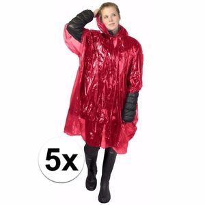 5x wegwerp regenponcho rood