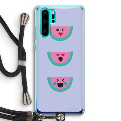 Smiley watermeloen: Huawei P30 Pro Transparant Hoesje met koord