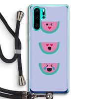 Smiley watermeloen: Huawei P30 Pro Transparant Hoesje met koord