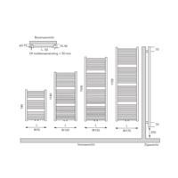 Designradiator Instamat Rim 150x60 cm 6 Aansl. 1/2" Incl. Wandconsoles Zwart Instamat