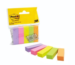 Post-it Notes Markers, ft 15 x 50 mm, geassorteerde kleuren, blister met 5 blokjes van 100 vel