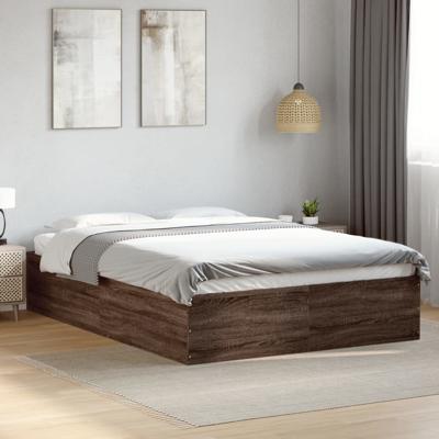Bedframe bewerkt hout bruin eikenkleur 135x190 cm
