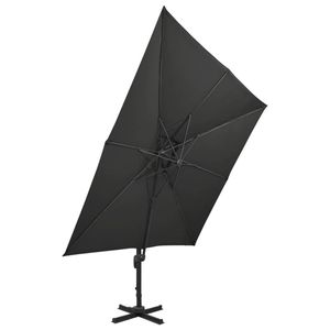 The Living Store Tuinparasol Zwart - 300 x 300 x 258 cm - PA-coating - Aluminium - Inclusief 8 baleinen