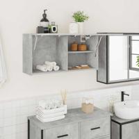Badkamerwandkast 80x25x40 cm bewerkt hout betongrijs