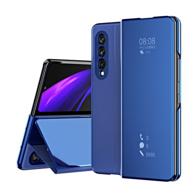 Lunso - Window view cover hoes - Samsung Galaxy Z Fold3 - Blauw