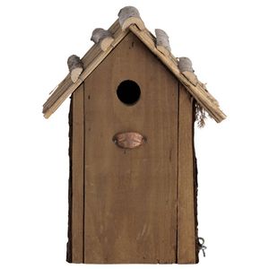 Vogelhuisjes/nestkastje koolmees rieten dakje 31 cm met kijkluik - Vogelhuisjes