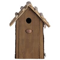 Vogelhuisjes/nestkastje koolmees rieten dakje 31 cm met kijkluik - Vogelhuisjes - thumbnail