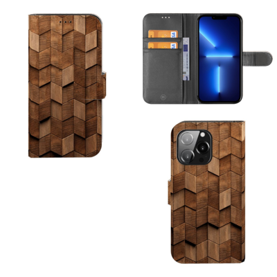 Book Style Case voor iPhone 13 Pro Wooden Cubes Book Style Case voor iPhone 13 Pro Wooden Cubes