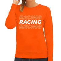 Racing supporter / race fan sweater oranje voor dames - thumbnail