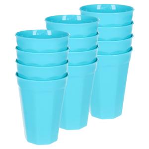 Verjaardag/kinder/camping drink bekers - 12x stuks - 300 ML - blauw - kunststof - onbreekbaar