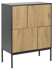 Dressoir Bronx MDF Zwart 4-Deurs 80cm - Giga Living