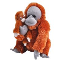 Pluche bruine Orang oetan aap met baby knuffel 38 cm speelgoed   - - thumbnail
